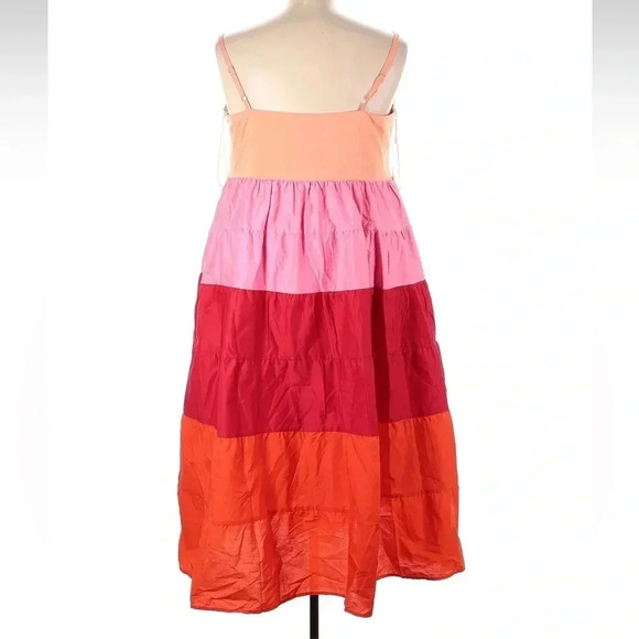 ENGLISH FACTORY Pink Red Boho Siena Color Block Spaghetti Maxi Plus Size 3X NWT - Picture 4 of 7